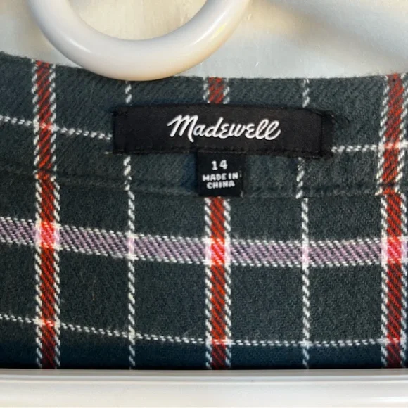Madewell Flannel Colette Mini Dress Plaid Size 14 Cottagecore Winter Grunge - Picture 5 of 16